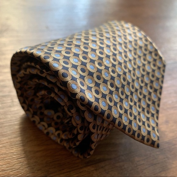 Lanvin Blue & Tan Circles Satin Tie - Picture 4 of 8